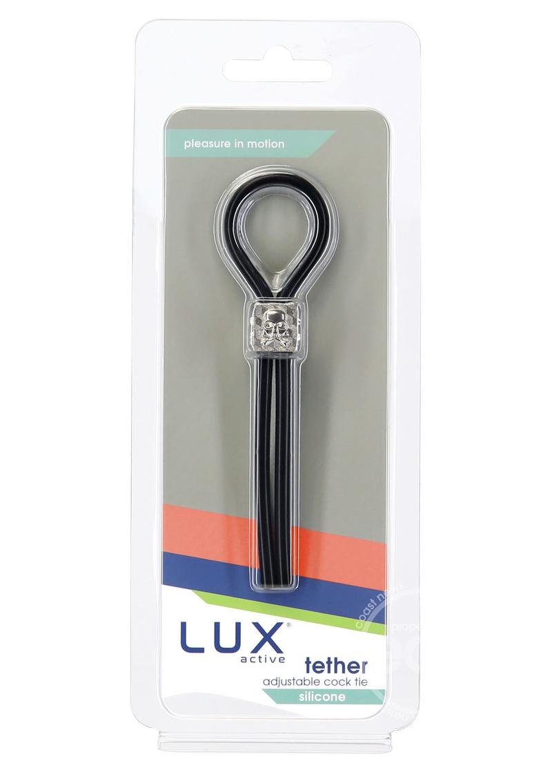 LUX Active Tether Adjustable Silicone Cock Tie - Black/Silver