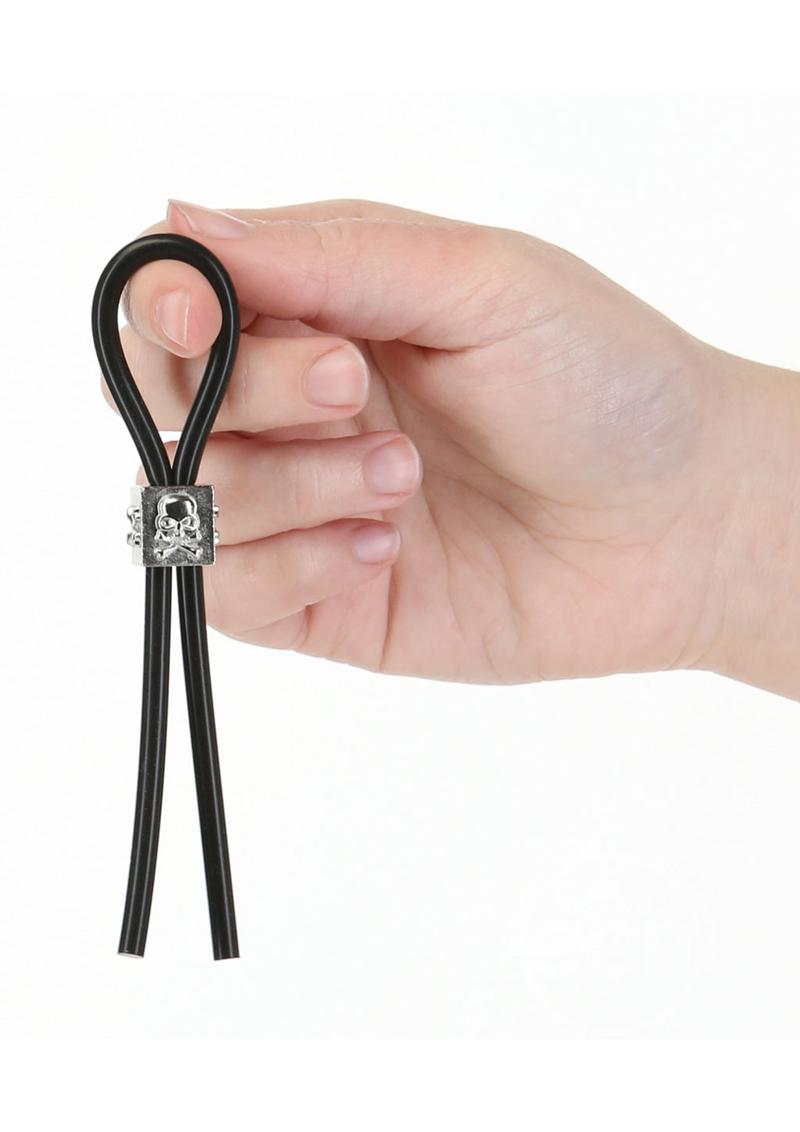 LUX Active Tether Adjustable Silicone Cock Tie - Black/Silver