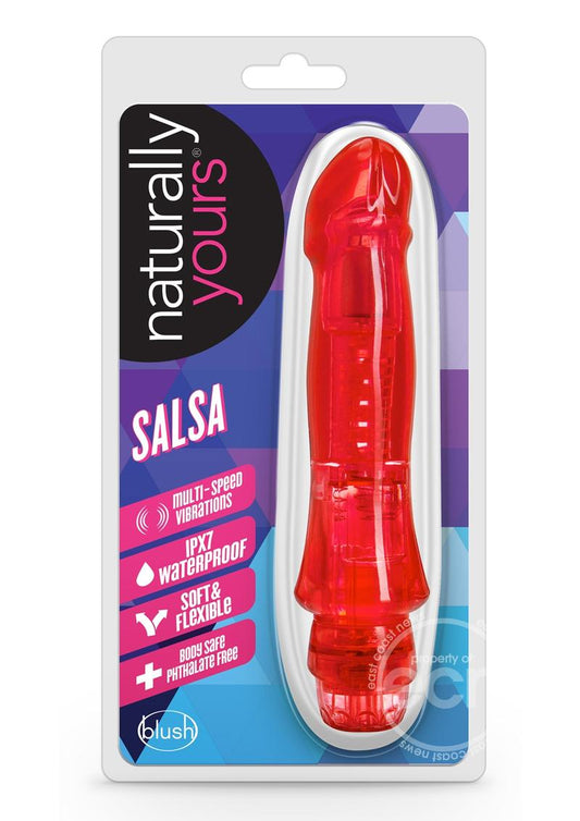 Naturally Yours Salsa Vibrating Dildo 6.75in - Red