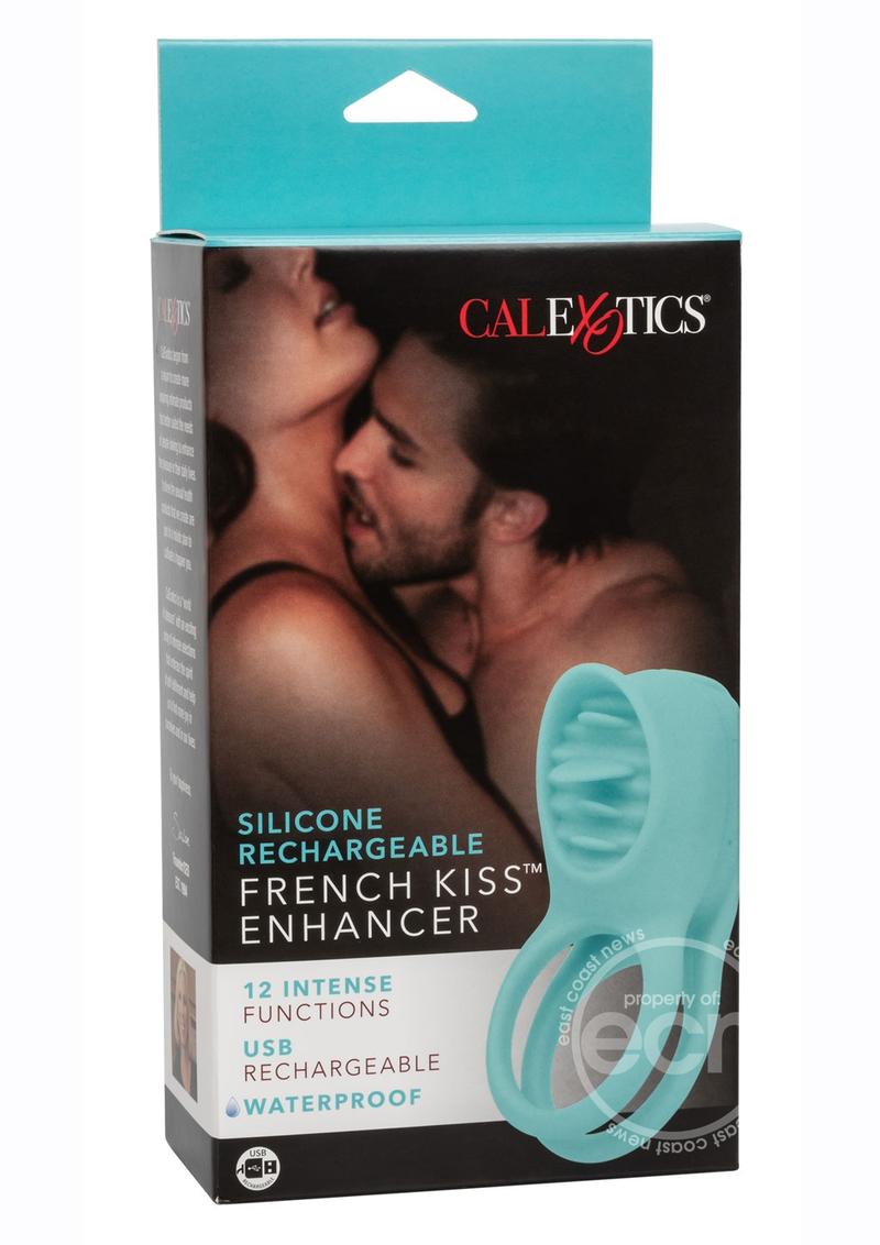 French Kiss Enhancer Silicone Rechargeable Cock Ring - Blue