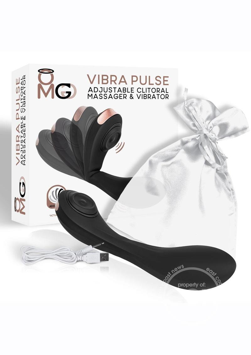 OMG VibraPulse Rechargeable Silicone Adjustable Clitoral Massager with Vibrator - Black