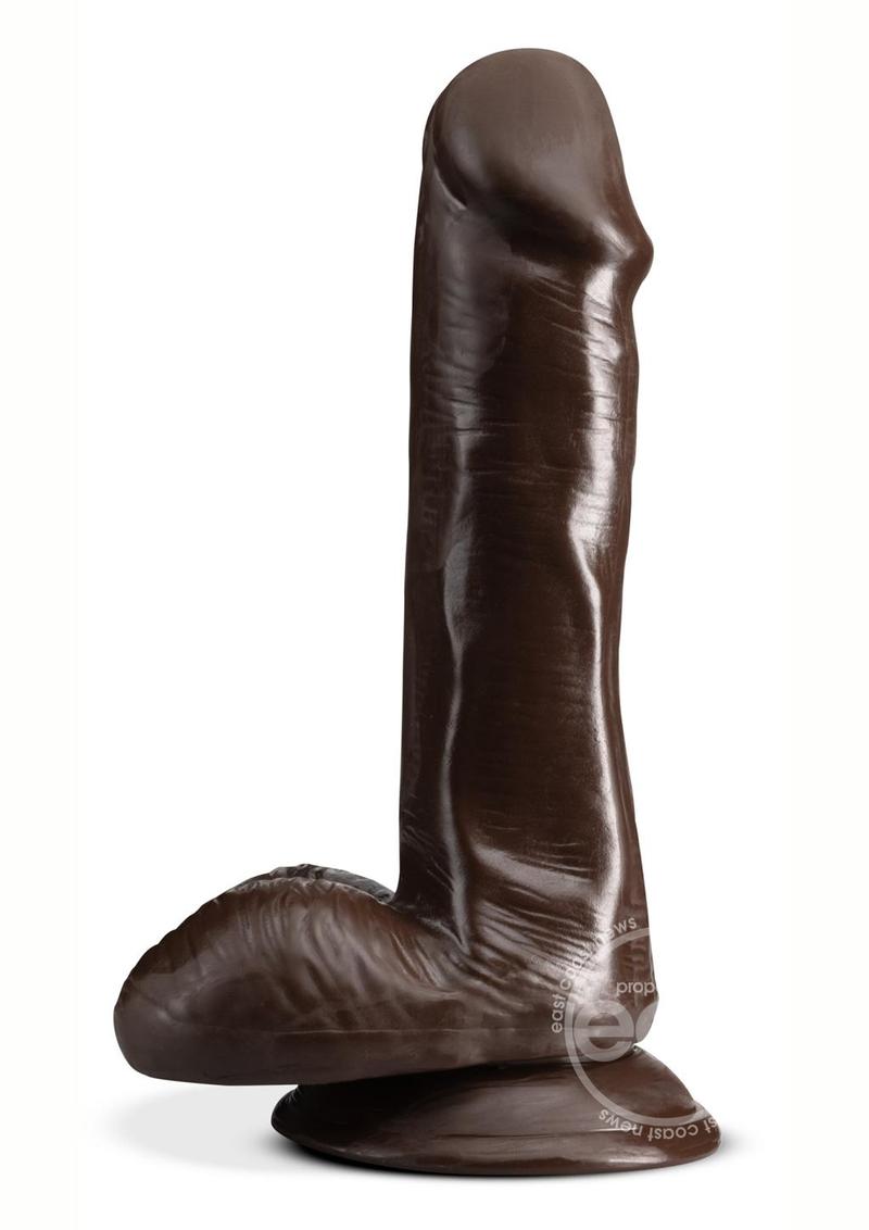 Dr. Skin Plus Posable Dildo with Balls and Suction Cup 6in - Chocolate