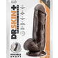 Dr. Skin Plus Girthy Posable Dildo with Balls and Suction Cup 7in - Chocolate
