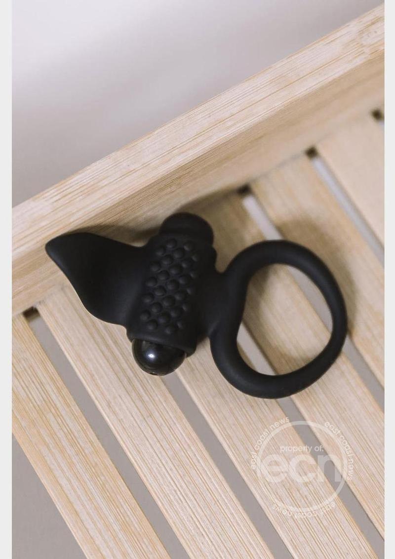 Lingus Silicone Vibrating Cock Ring - Black