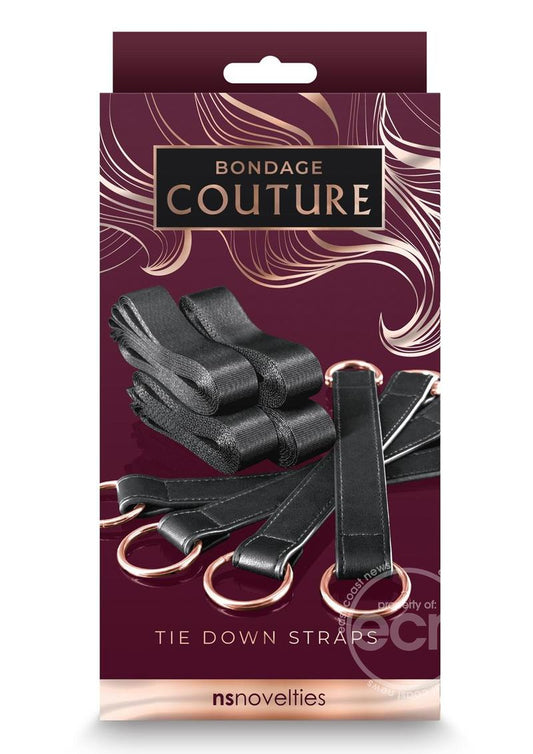 Bondage Couture PU Leather Tie Down Straps - Black