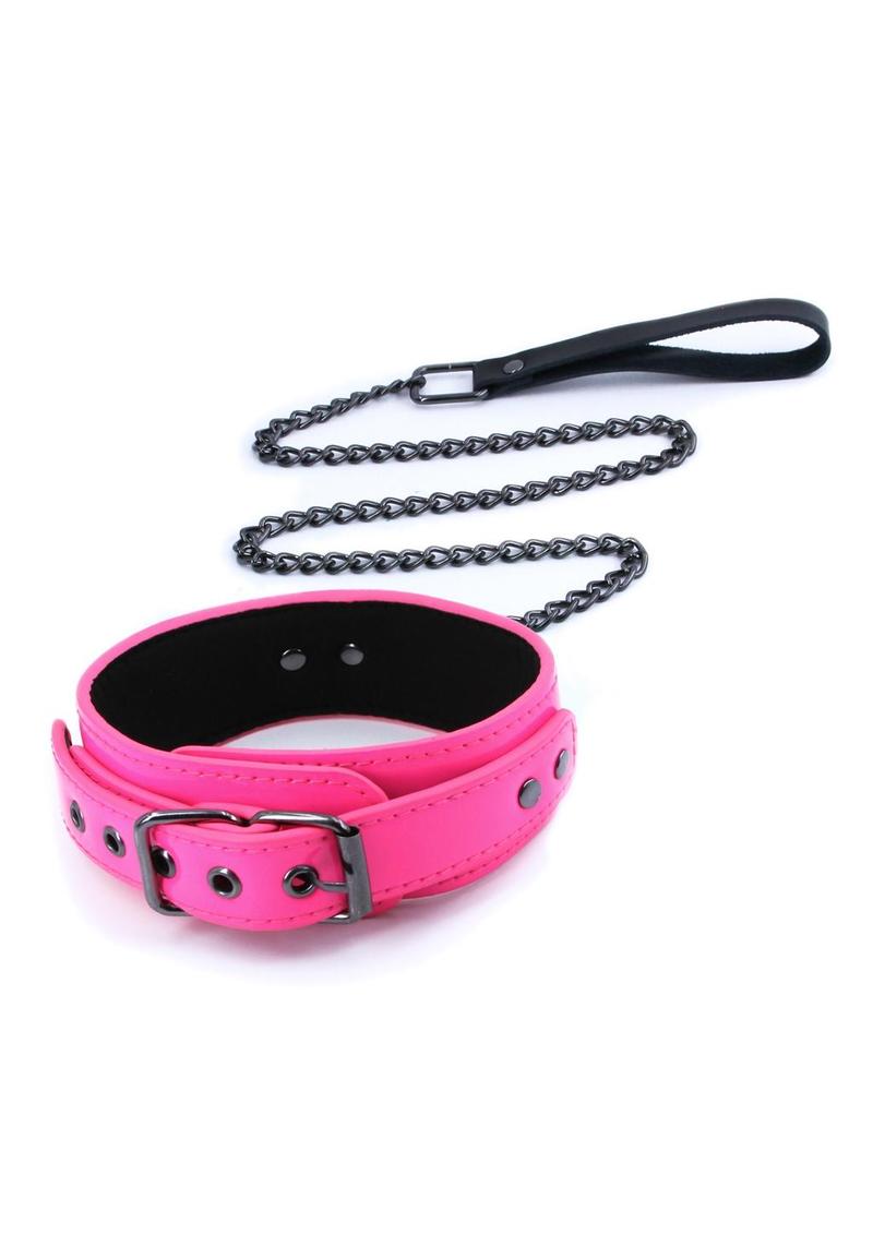 Electra Play Things PU Leather Collar & Leash - Pink