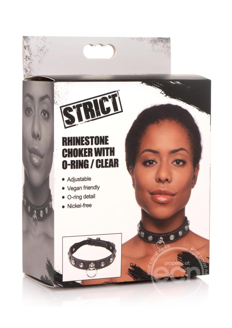 Strict Rhinestone Choker with O-Ring - Clear