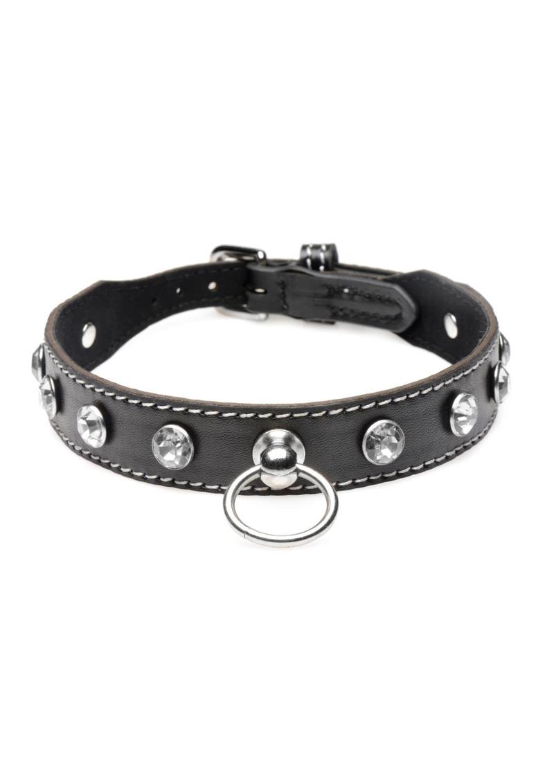 Strict Rhinestone Choker with O-Ring - Clear