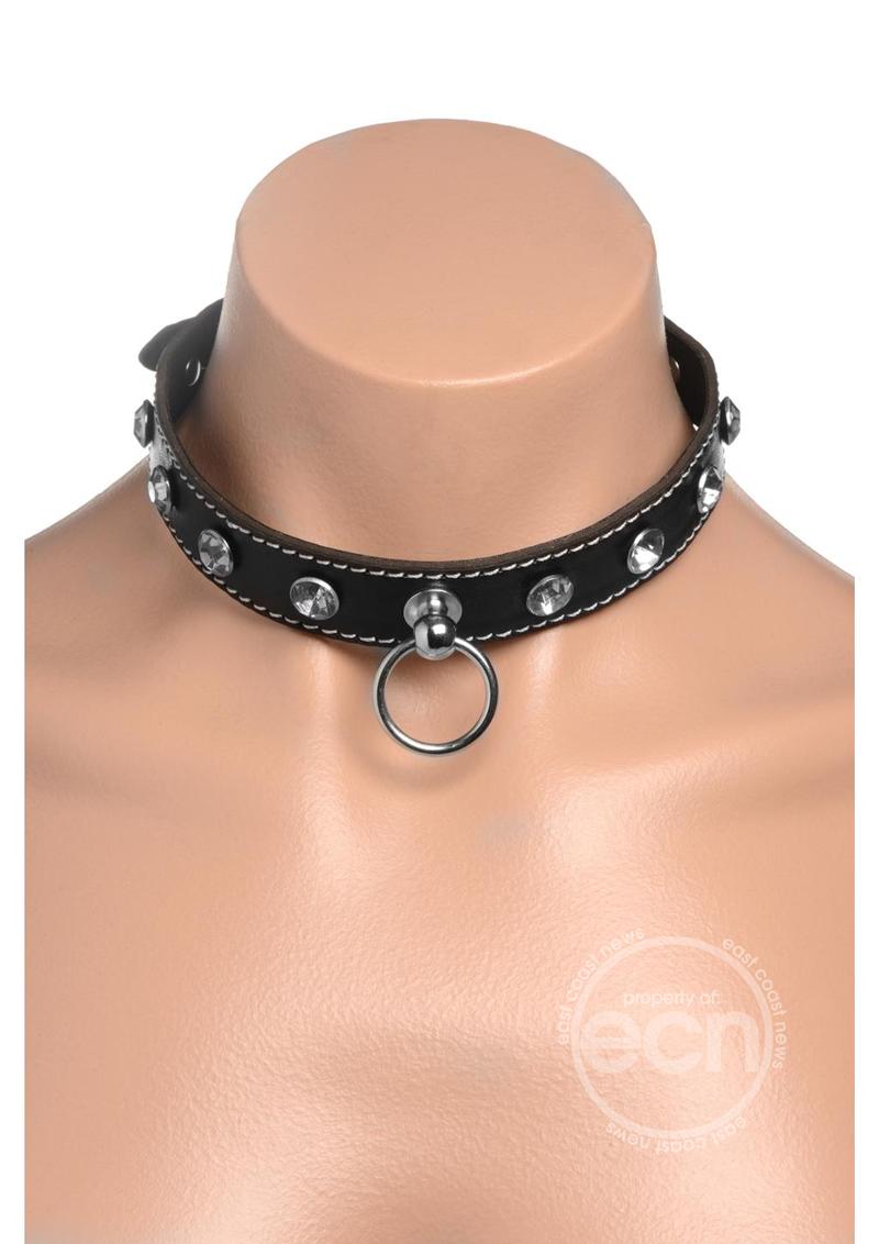 Strict Rhinestone Choker with O-Ring - Clear