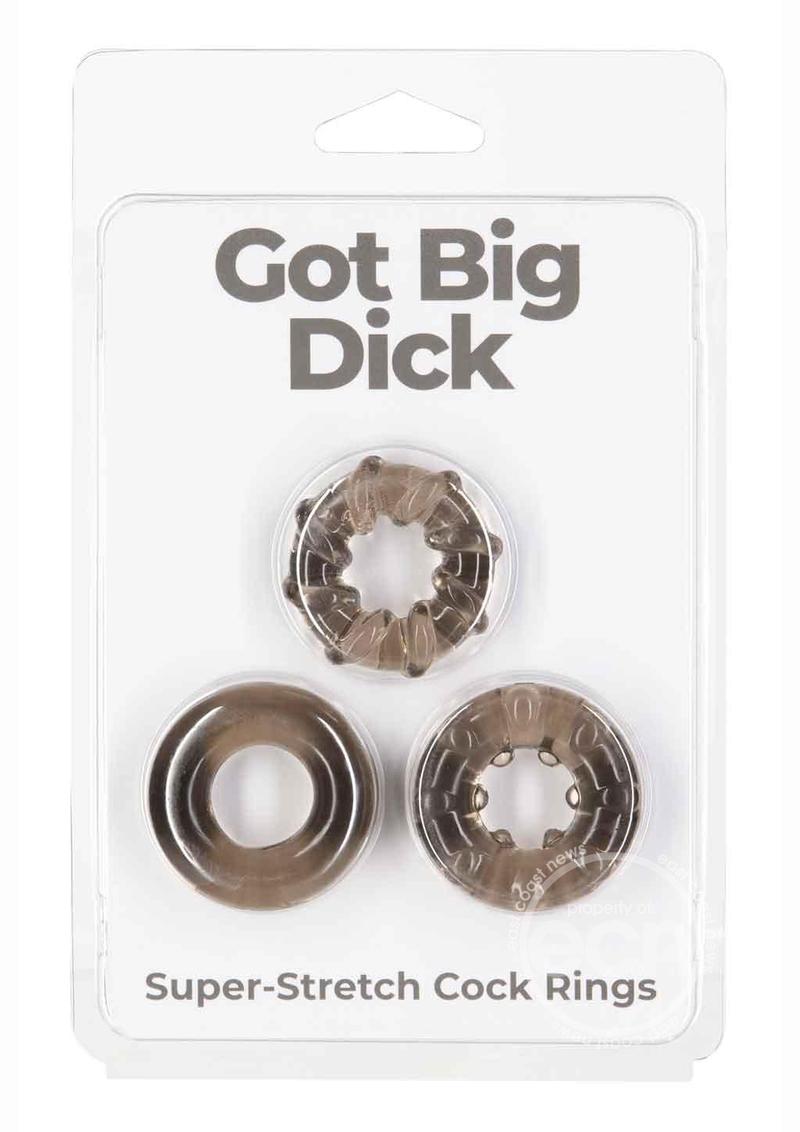 PowerBullet Got Big D Super Stretch Cock Rings (3 pack) - Black