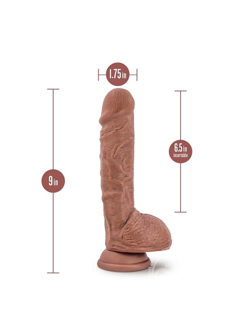 Au Naturel Big Billy Dual Dense Dildo with Balls 9in - Caramel