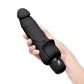 Powercocks Silicone Realistic Vibrator with Clitoral Stimulator 7in - Black