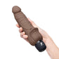 Powercocks Silicone Realistic Vibrator with Clitoral Stimulator 7in - Chocolate