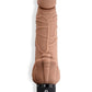Powercocks Silicone Realistic Vibrator with Clitoral Stimulator 7in - Caramel