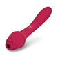 Secret Kisses Rosegasm Twosome Rechargeable Silicone Dual End Vibrator with Clitoral Stimulator - Red