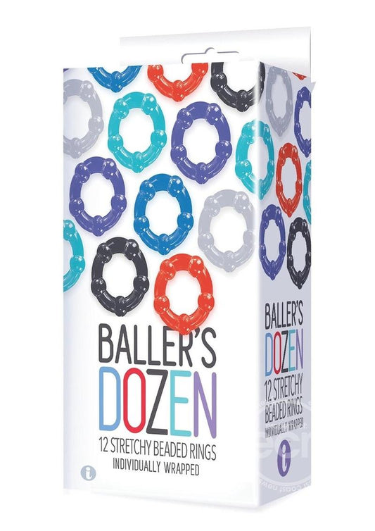 The 9's - Baller's Dozen Beaded Cockrings (12 per Pack) - Assorted Colors