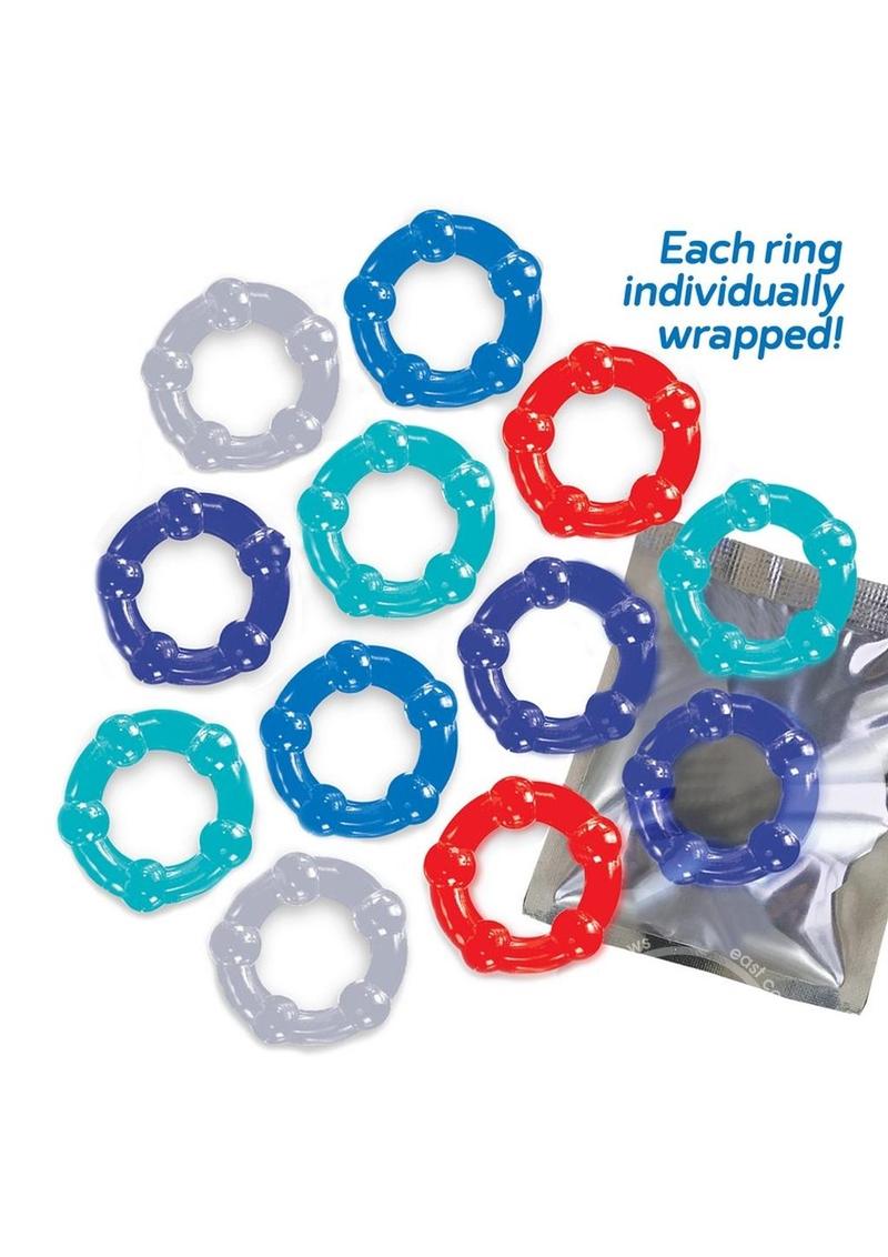 The 9's - Baller's Dozen Beaded Cockrings (12 per Pack) - Assorted Colors