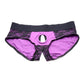 Strap U Lace Envy Lace Crotchless Panty Harness - XXLarge -Purple/Black