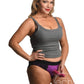 Strap U Lace Envy Lace Crotchless Panty Harness - XXLarge -Purple/Black