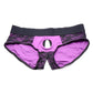 Strap U Lace Envy Lace Crotchless Panty Harness - XXXLarge -Purple/Black