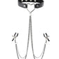 Sex & Mischief Amor Collar with Nipple Clamps - Black/Silver