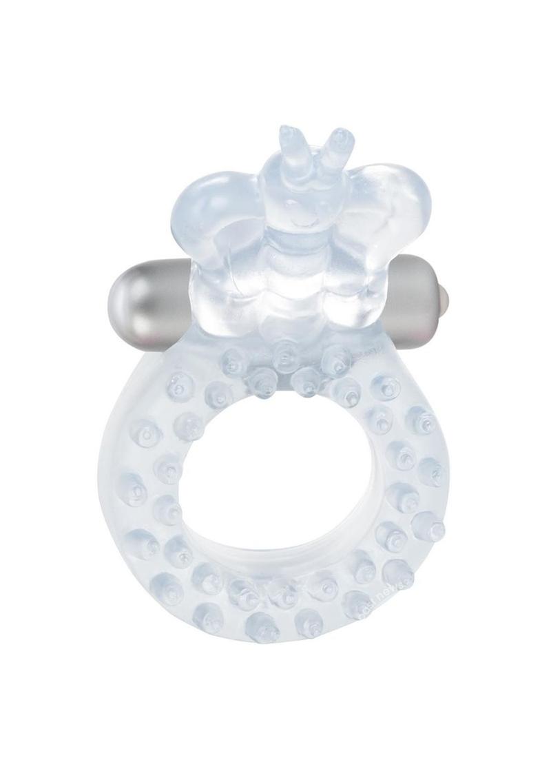 Wireless Butterfly Ring Vibrating Cock Ring with Clitoral Stimulation - Clear