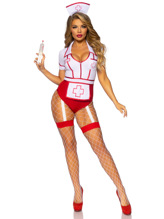 2 PC Nurse Feelgood, includes snap crotch garter bodysuit