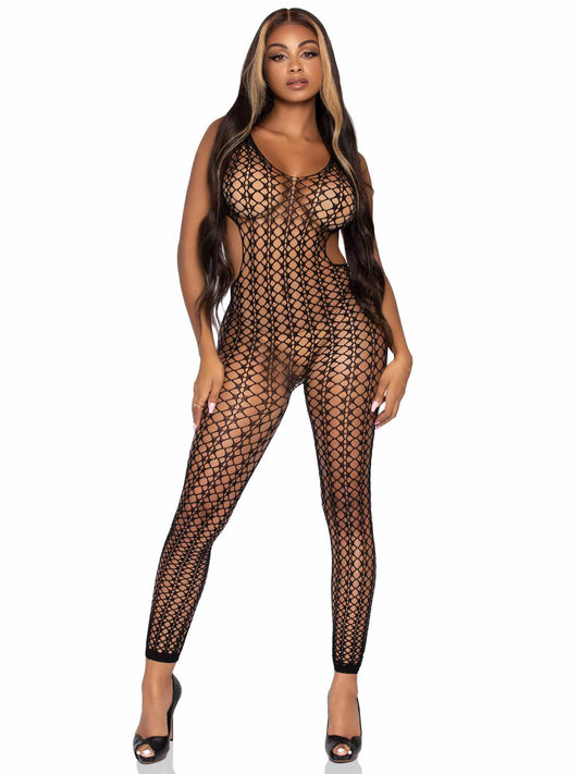 Lattice net cut-out footless t