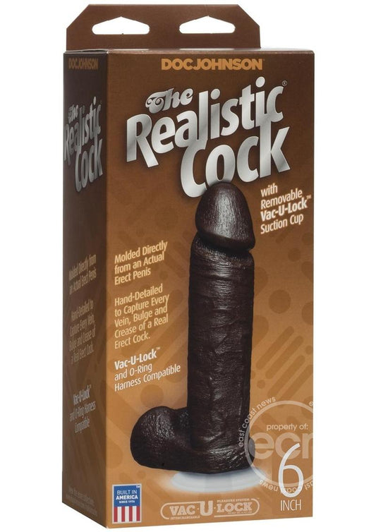 The Realistic Cock Dildo 6in - Chocolate