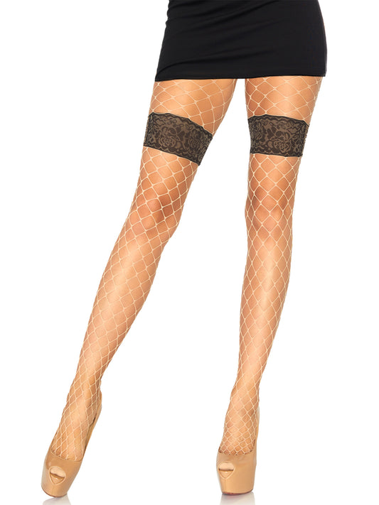 Diamond net tights with faux t