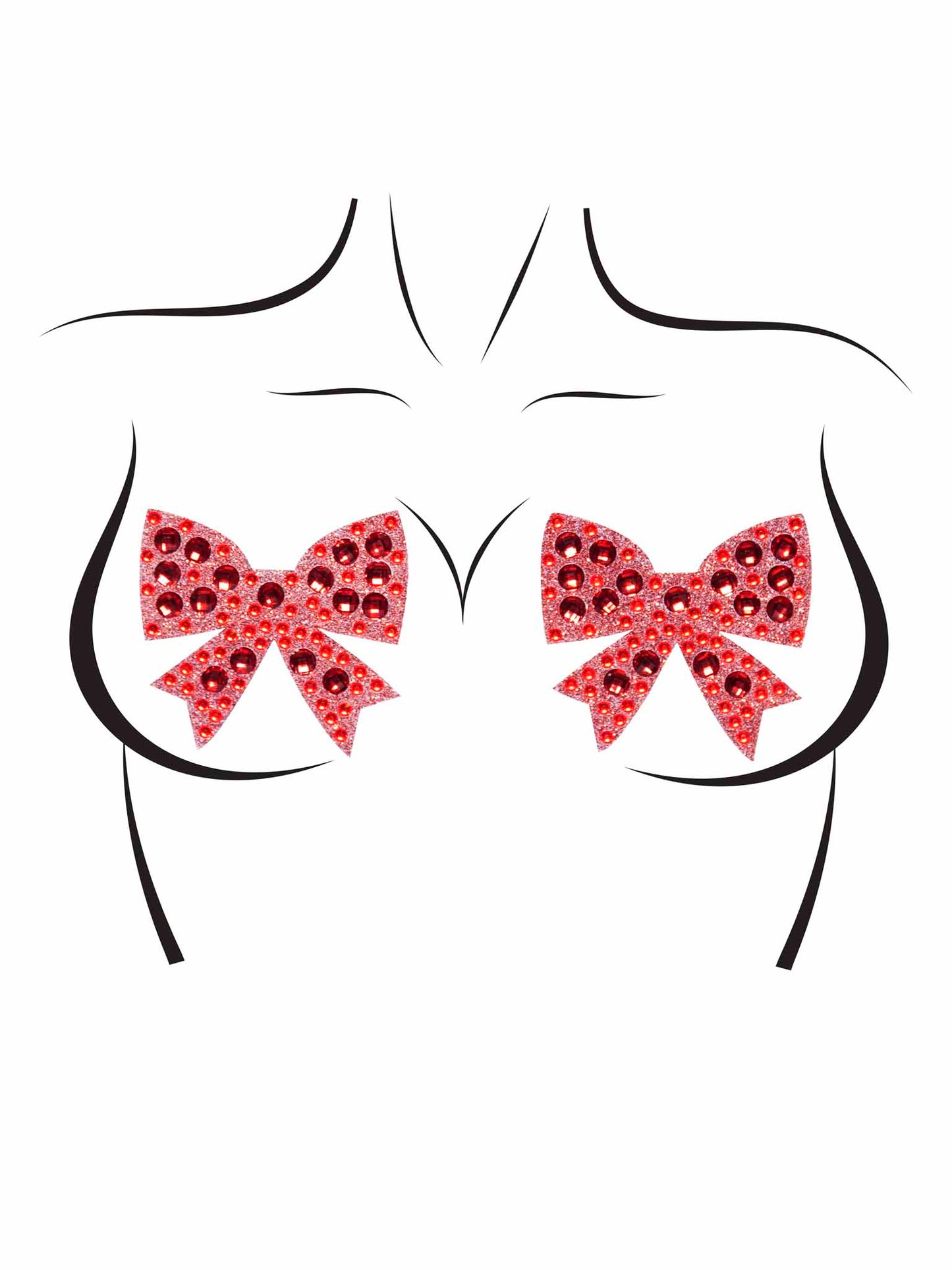 Rhinestone bow nipple jewels.